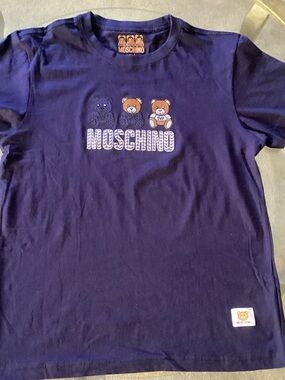 Moschino Navy Blue Teddy Logo T-Shirt